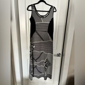 Initiatives Elegant Black and White Geometric Maxi Dress